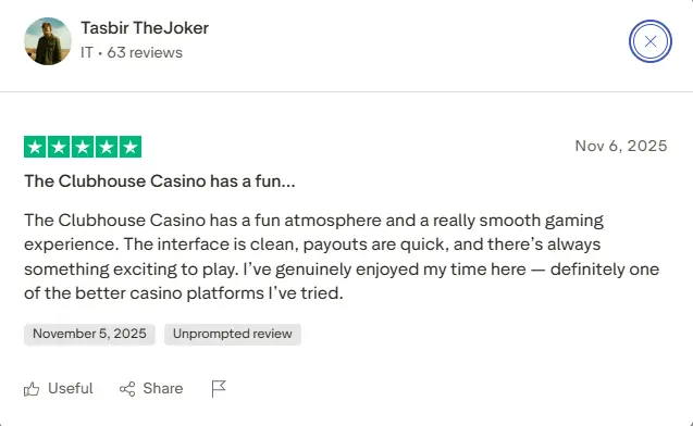 Positive review from Australian Clubhouse Casino player